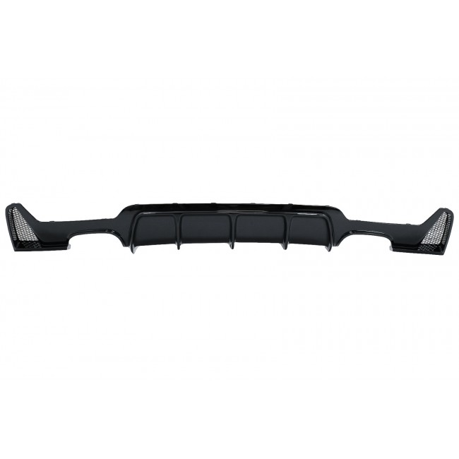 Rear Bumper Diffuser suitable for BMW 4 Series F32 F33 F36 (2013-2019) Coupe Cabrio M Design Twin Double Outlet Piano Black