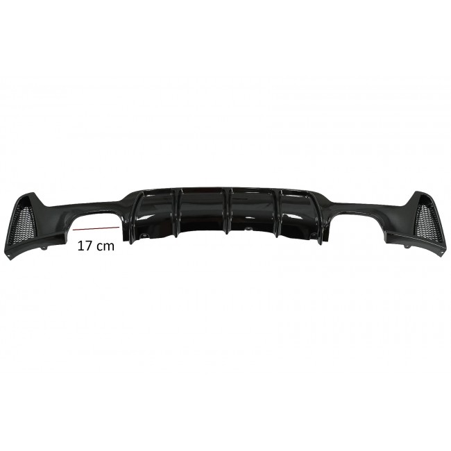 Rear Bumper Diffuser suitable for BMW 4 Series F32 F33 F36 (2013-2019) Coupe Cabrio M Design Twin Double Outlet Piano Black