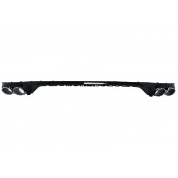 Rear Bumper Spoiler Valance Diffuser Double Outlet suitable for Audi Q8 S-Line (2018-2023) Silver Tips