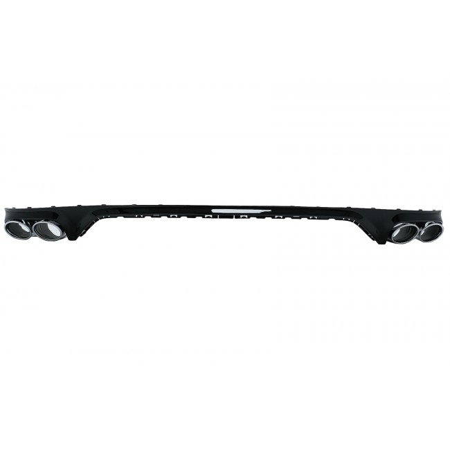 Rear Bumper Spoiler Valance Diffuser Double Outlet suitable for Audi Q8 S-Line (2018-2023) Silver Tips