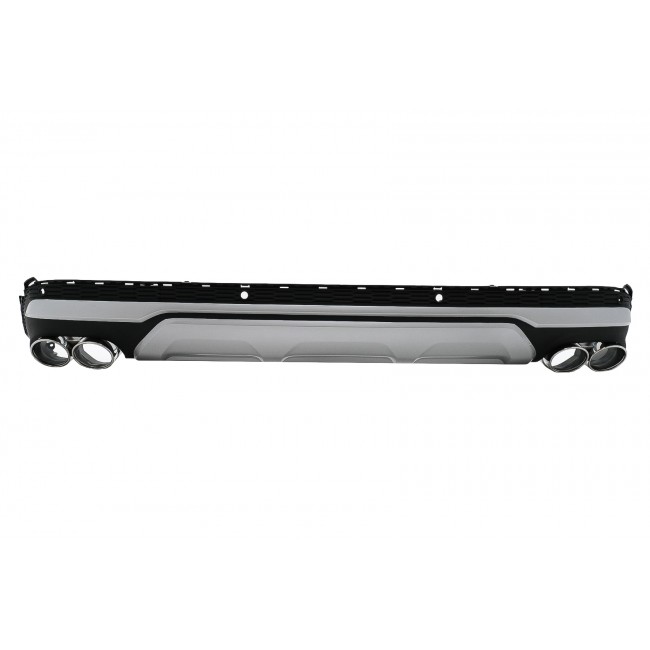 Rear Bumper Valance Diffuser Double Outlet with Exhaust Muffler Tips suitable for Audi Q7 SUV 4M Facelift (2020-2025) SQ7 Design