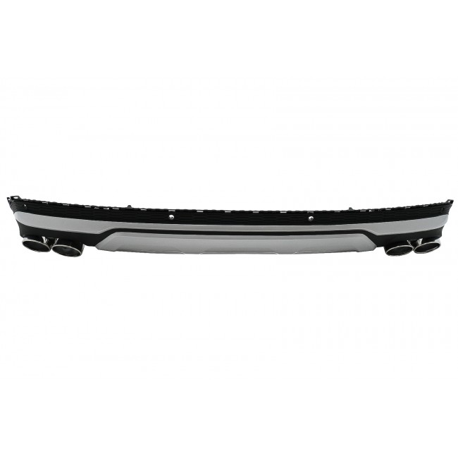 Rear Bumper Valance Diffuser Double Outlet with Exhaust Muffler Tips suitable for Audi Q7 SUV 4M Facelift (2020-2025) SQ7 Design