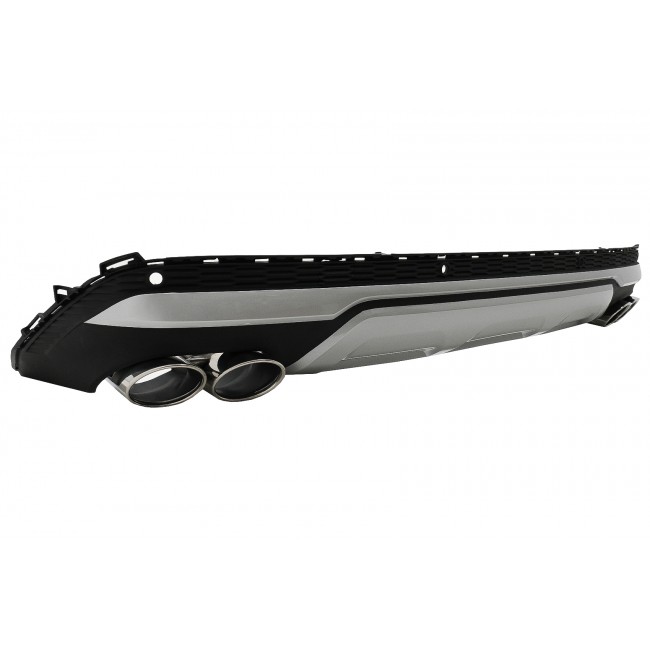 Rear Bumper Valance Diffuser Double Outlet with Exhaust Muffler Tips suitable for Audi Q7 SUV 4M Facelift (2020-2025) SQ7 Design