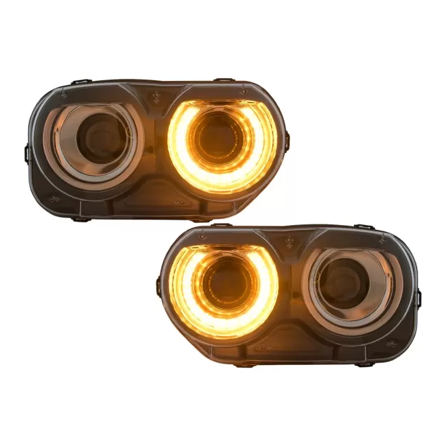 LED Headlights suitable for Dodge Challenger (2015-2023) Black RGB Lights