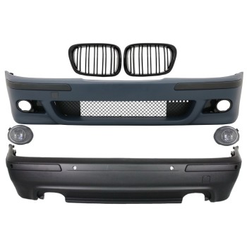 Body Kit suitable for BMW 5 Series E39 (1997-2003) Double Outlet M5 Design with Fog Lights Chrom and Central Grilles Piano Black