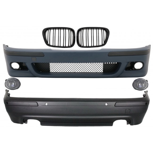 Body Kit suitable for BMW 5 Series E39 (1997-2003) Double Outlet M5 Design with Fog Lights Chrom and Central Grilles Piano Black