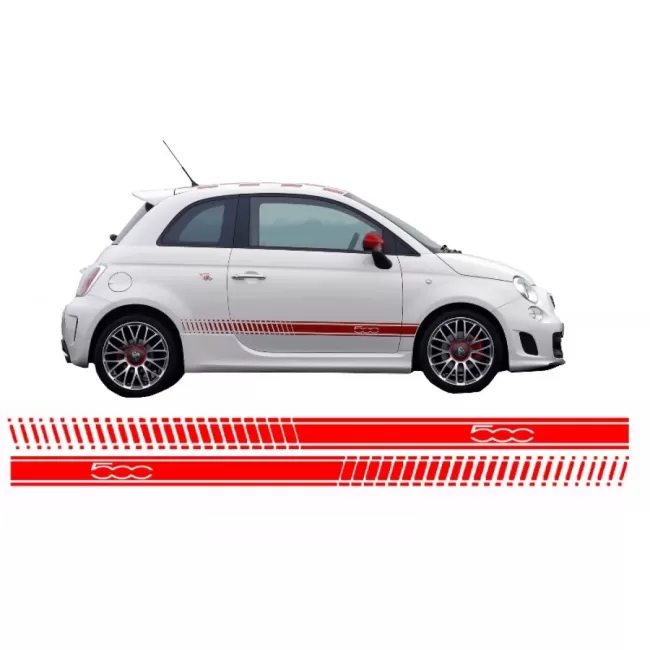 Side Decals Sticker Vinyl Red suitable for Fiat 500 (2007+)