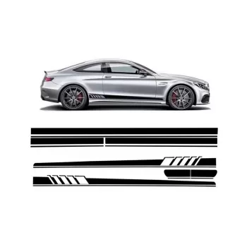 Set Sticker Side Decals & Upper Bonnet Roof Tailgate Matte Black suitable for Mercedes C205 Coupe A205 Cabriolet (2014-up) A45 Design Edition 1