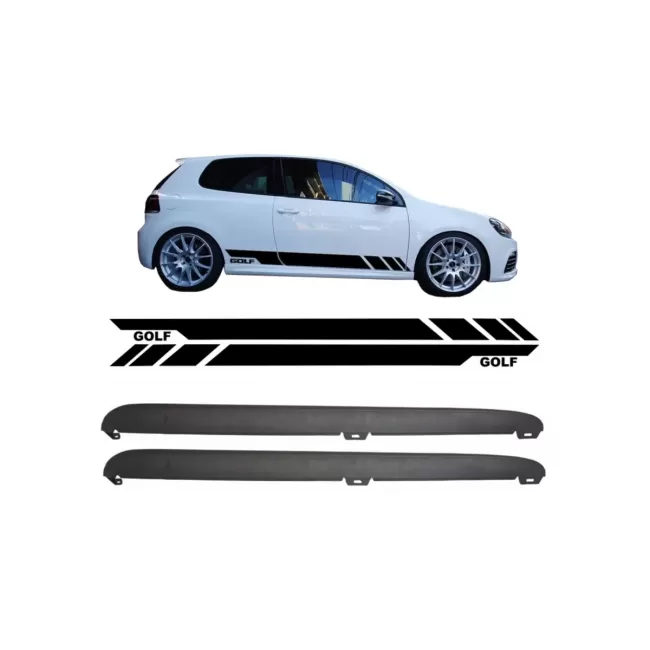 Side Skirts with Side Decals Sticker Vinyl Black suitable for VW Golf VI 6 (2008-2014) GTI Design