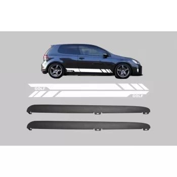 Side Skirts with Side Decals Sticker Vinyl White suitable for VW Golf VI Golf 6 (2008-2014) GTI Design