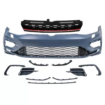 Front Bumper with Central Badgeless Grille suitable for VW Golf 7.5 (2017-2020) R GTI Design