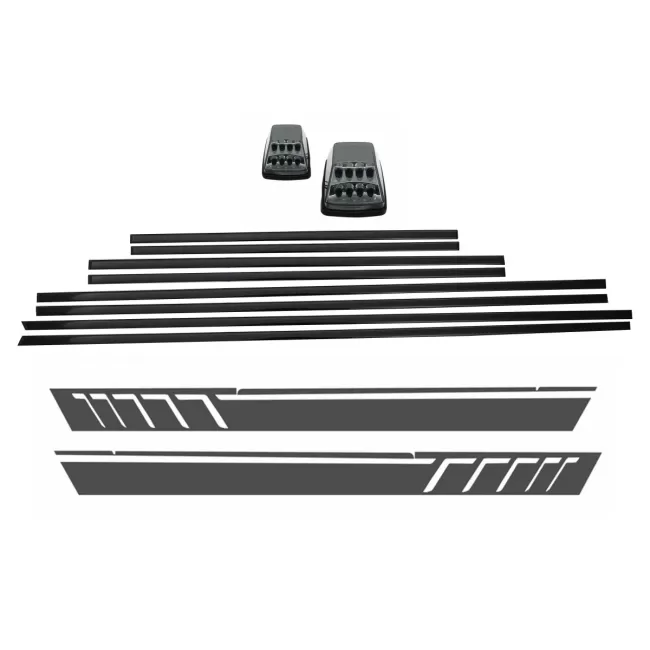 Add On Door Moldings Strips with Side Decals Sticker Vinyl Dark Grey and Turning Lights suitable for Mercedes G-Class W463 (1989-2015)