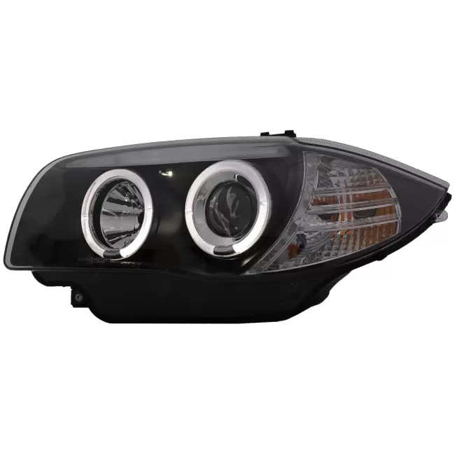Angel Eyes Headlights suitable for BMW 1 Series E81 E82 E87 E88 (2004-2011) Black