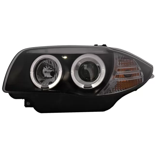 Angel Eyes Headlights suitable for BMW 1 Series E81 E82 E87 E88 (2004-2011) Black