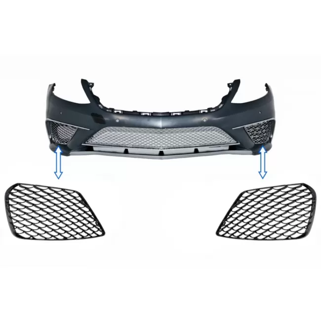 Front Bumper Side Grilles suitable for Mercedes S-Class W222 (2013-2017) S63 Design Piano Black