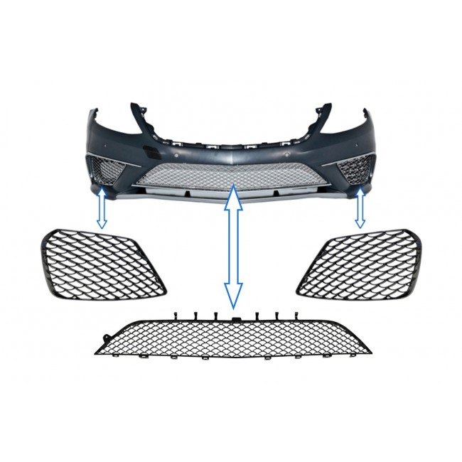 Grille Assembly suitable for Front Bumper Mercedes S-class W222 (2013-2017) S63 Look Piano Black
