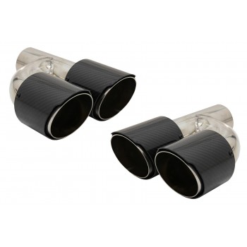 Carbon Fiber Exhaust Muffler Tips Polished Look Inlet 6.3cm