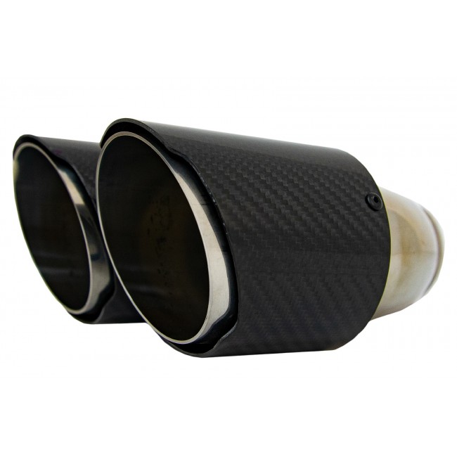 Carbon Fiber Exhaust Muffler Tips Polished Look Inlet 6.3cm