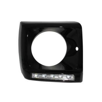 Black Headlights Covers with LED DRL Chrome Daytime Running Lights suitable for Mercedes G-Class W463 (1989-up) G65 Design Black