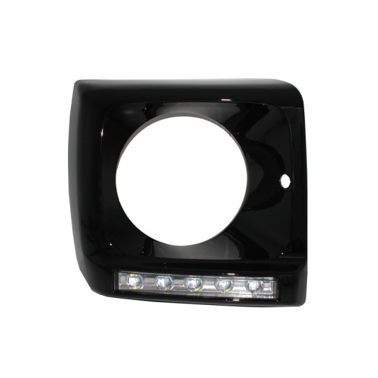 Black Headlights Covers with LED DRL Chrome Daytime Running Lights suitable for Mercedes G-Class W463 (1989-up) G65 Design Black