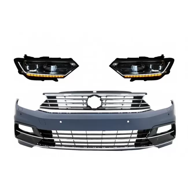 Front Bumper suitable for VW Passat B8 3G (2015-2018) R-Line with Headlights LED Matrix with Sequential Dynamic Turning Lights