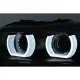 3D Angel Eyes LED DRL Xenon Headlights suitable for BMW 3 Series E90 E91 LCI (2008-2011) Black
