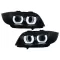 3D Angel Eyes LED DRL Xenon Headlights suitable for BMW 3 Series E90 E91 LCI (2008-2011) Black