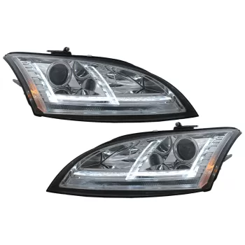LED DRL Xenon Headlights suitable for Audi TT 8J (2006-2010) Dynamic Sequential Turning Light Chrome