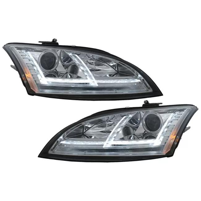 LED DRL Xenon Headlights suitable for Audi TT 8J (2006-2010) Dynamic Sequential Turning Light Chrome