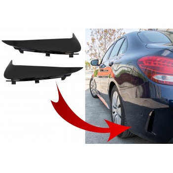 Rear Bumper Flaps Side Fins Flics suitable for Mercedes C-Class W205 (2014-2020) Piano Black