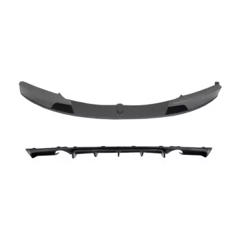 Front Bumper Spoiler Splitter with Diffuser Double Outlet for Single Exhaust suitable for BMW 3 Series F30 F31 (2011-up) M-Performance Design Carbon Film Coating