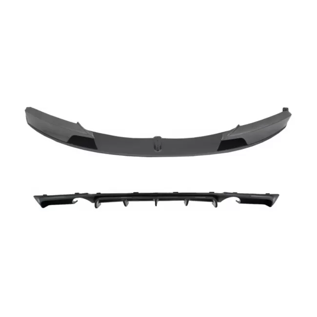 Front Bumper Spoiler Splitter with Diffuser Double Outlet for Single Exhaust suitable for BMW 3 Series F30 F31 (2011-up) M-Performance Design Carbon Film Coating