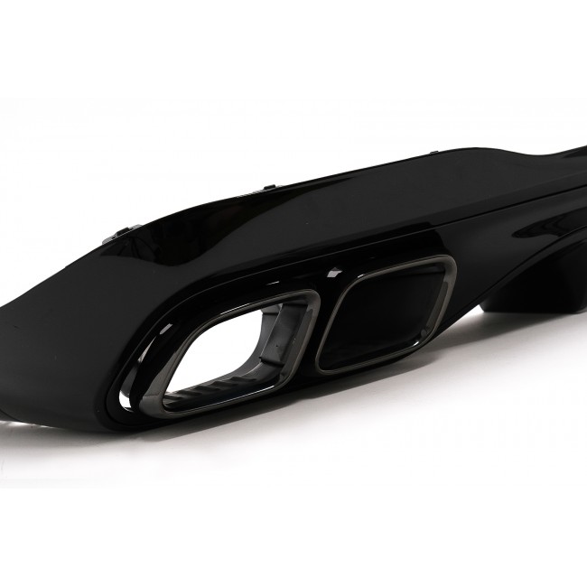 Rear Bumper Diffuser with Black Exhaust Muffler Tips suitable for Mercedes C Class W206 S206 Sport Line (2021-Up) C63 Design