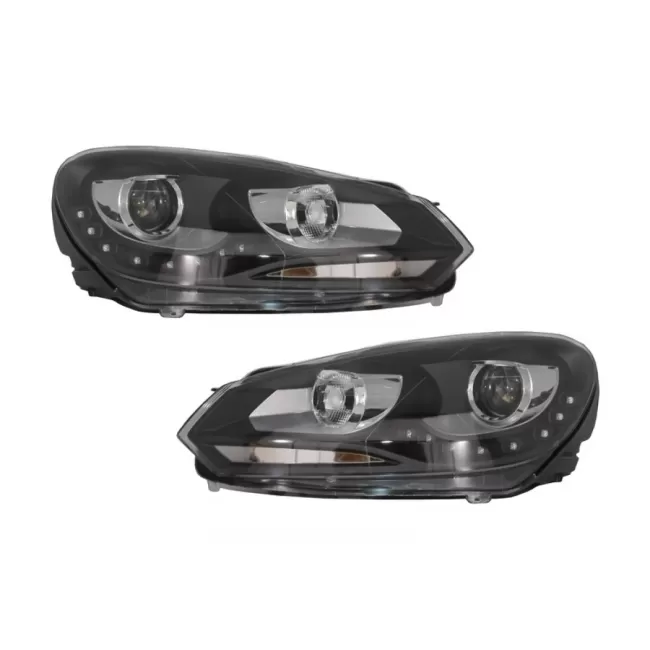 LED DRL Headlights suitable for VW Golf 6 VI (10.2008-2012) Black