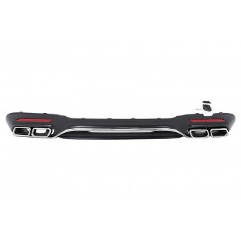 Rear Bumper Diffuser with Chrome Exhaust Muffler Tips suitable for Mercedes S-Class W222 Facelift Sport Line (2017-2020) S63 Design
