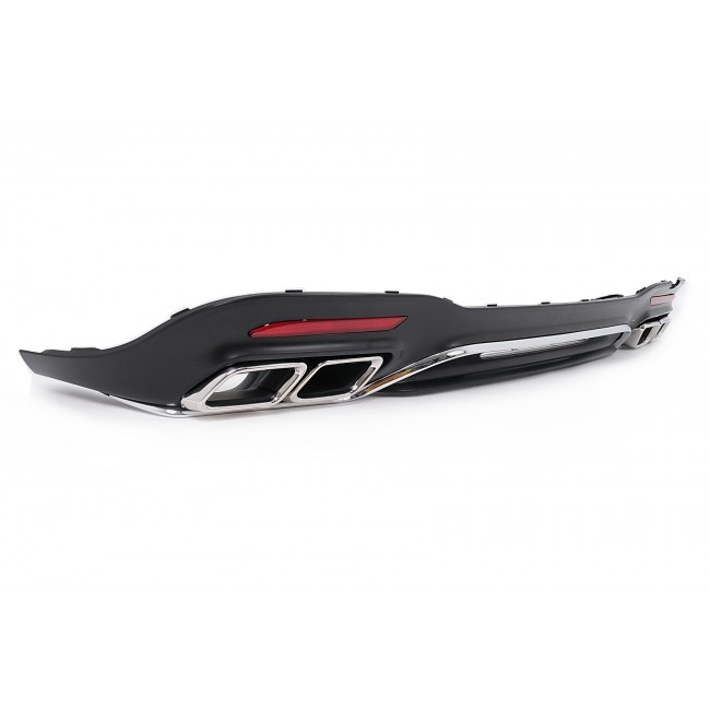Rear Bumper Diffuser with Chrome Exhaust Muffler Tips suitable for Mercedes S-Class W222 Facelift Sport Line (2017-2020) S63 Design