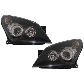 Headlights suitable for Opel Astra H (03.2004-2009) Angel Eyes 2 Halo Rims Black