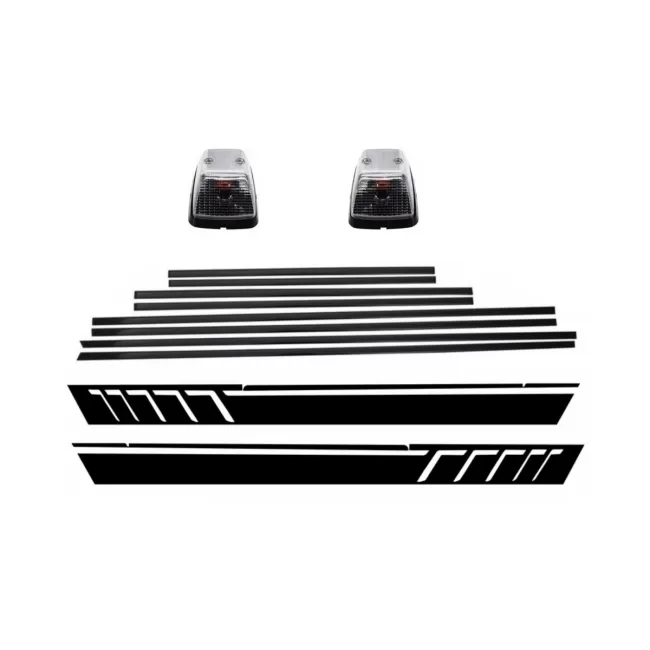 Add On Door Moldings Strips with Side Decals Sticker Vinyl Matte Black and Turning Lights suitable for Mercedes G-Class W463 (1989-2015)