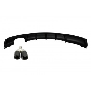 Rear Bumper Spoiler Valance Diffuser with Exhaust Muffler Tip Matte Carbon Fiber suitable for BMW 3 Series F30 F31 (2011-up) M Design