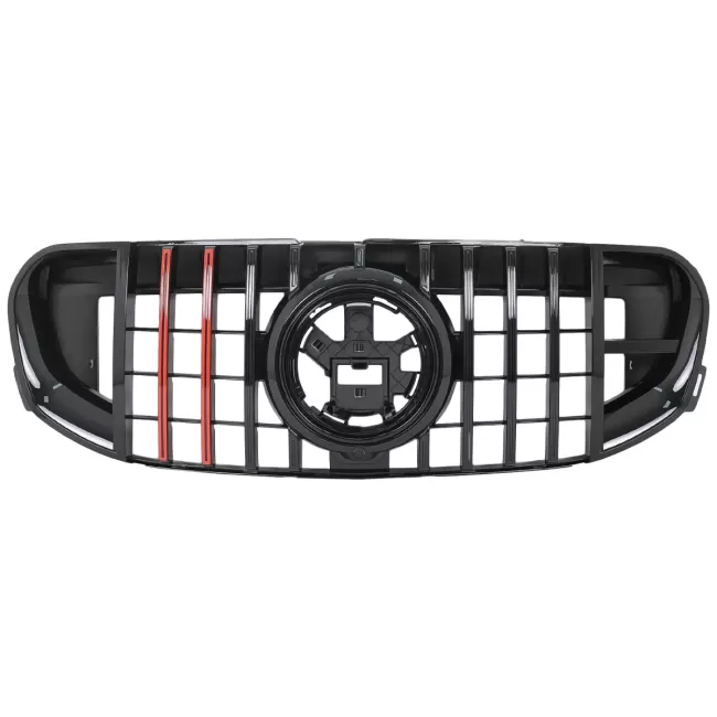 Front Grille with Red Insertion suitable for Mercedes GLS SUV X167 (2019-2023) GTR Design