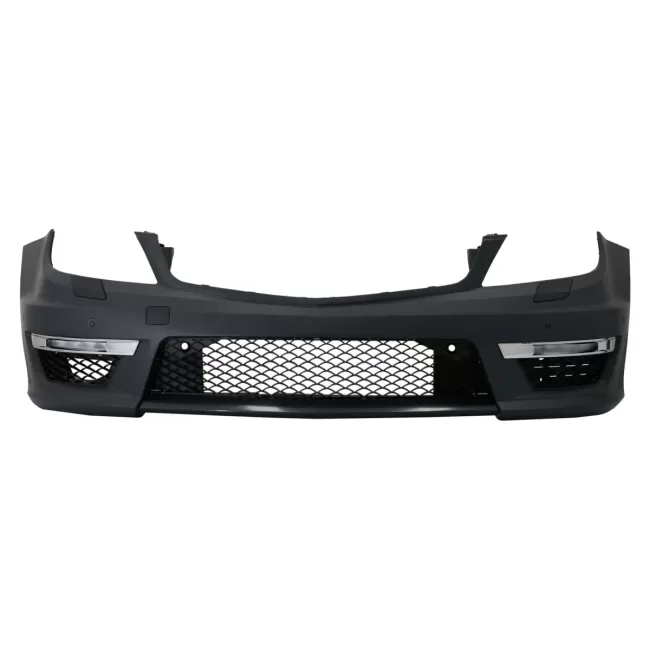 Front Bumper suitable for Mercedes C-Class W204 (2012-up) C63 Facelift Design with Single Frame Front Grille Sport Piano Black