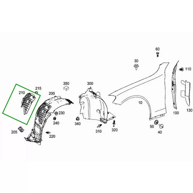 Front RIGHT Fender Liner Cover Servicing Flap suitable for Mercedes C-Class W205 Sedan (2014-2018)