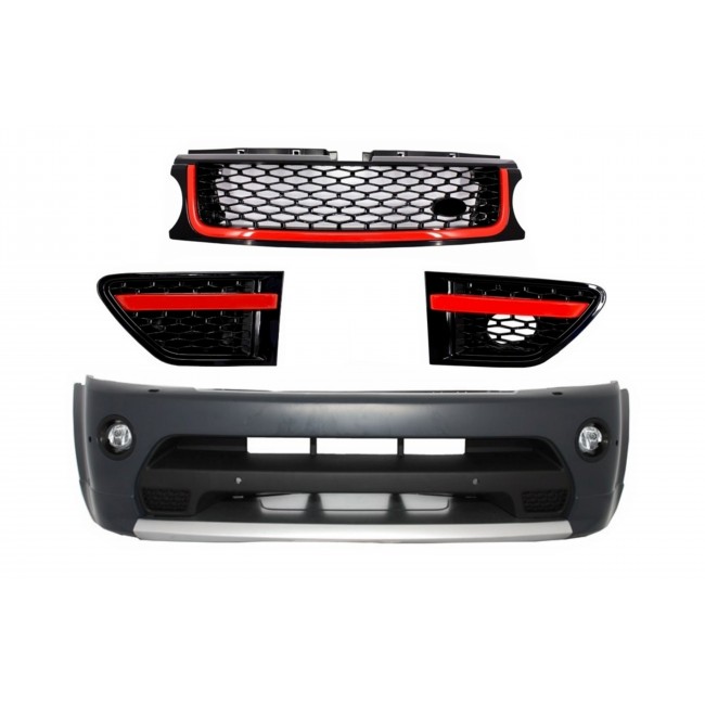 Front Bumper and Front Grilles Assembly Black Red Edition suitable for Land Range Rover Sport L320 (2009-2013) Autobiography Design
