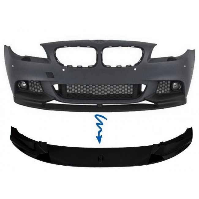 Front Bumper Spoiler Lip suitable for BMW 5 Series F10 F11 Sedan Touring (2011-2017) M-Performance Design