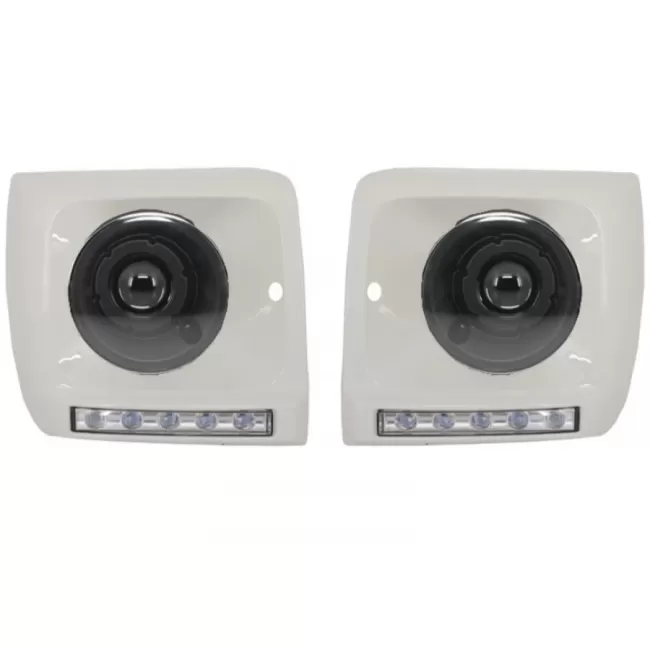 Headlights Black Bi-Xenon Look with Covers white LED DRL suitable for Mercedes G-Class W463 (1989-2012) G65 Design