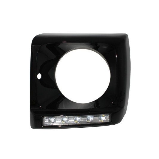 Headlights Covers LED DRL Chrome suitable for Mercedes G-Class W463 (1989-2012) G65 Design with Black Headlights Bi-Xenon Look