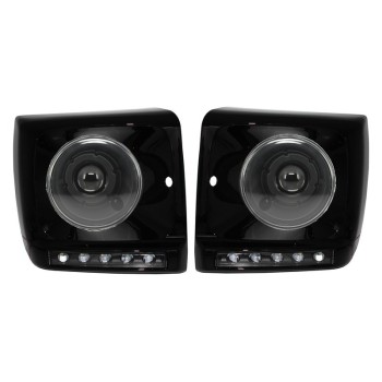 Black Headlights Covers LED DRL suitable for Mercedes G-Class W463 (1989-2012) G65 Design with Headlights Bi-Xenon