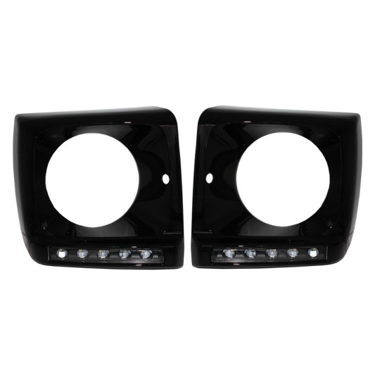 Black Headlights Covers LED DRL suitable for Mercedes G-Class W463 (1989-2012) G65 Design with Headlights Bi-Xenon