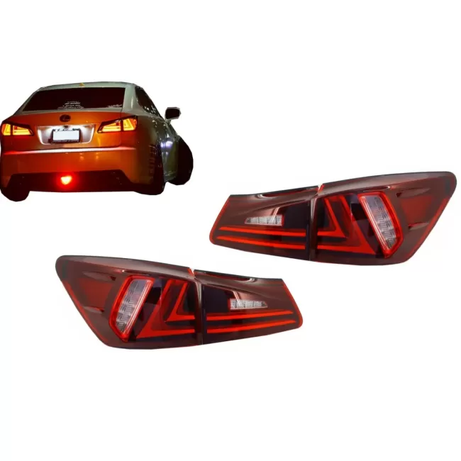 Taillights Full LED suitable for Lexus IS XE20 (2006-2012) Light Bar Facelift New XE30 Red Clear
