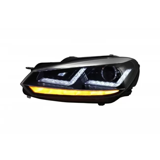 Front Grille suitable for VW Golf VI (2008-2012) with Osram Xenon Headlights Chrome LED Dynamic Sequential Turning Lights R20 Design